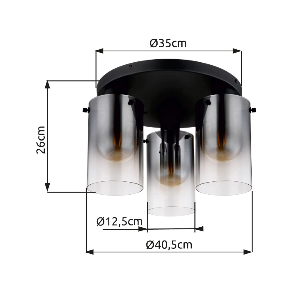 Schwarze Deckenlampe Florentina 3-Licht Globo 9007371455140