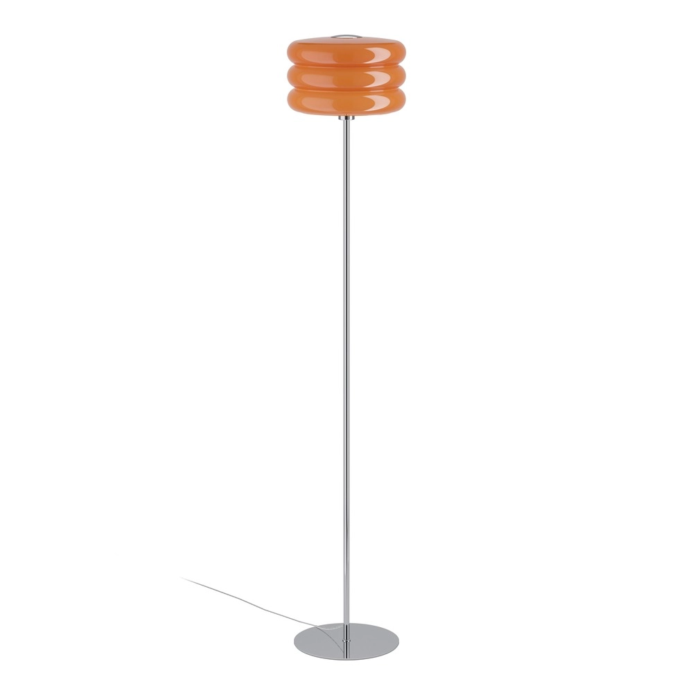 Design-Stehlampe Tortora Chrom mit orangefarbenem Ø 30cm