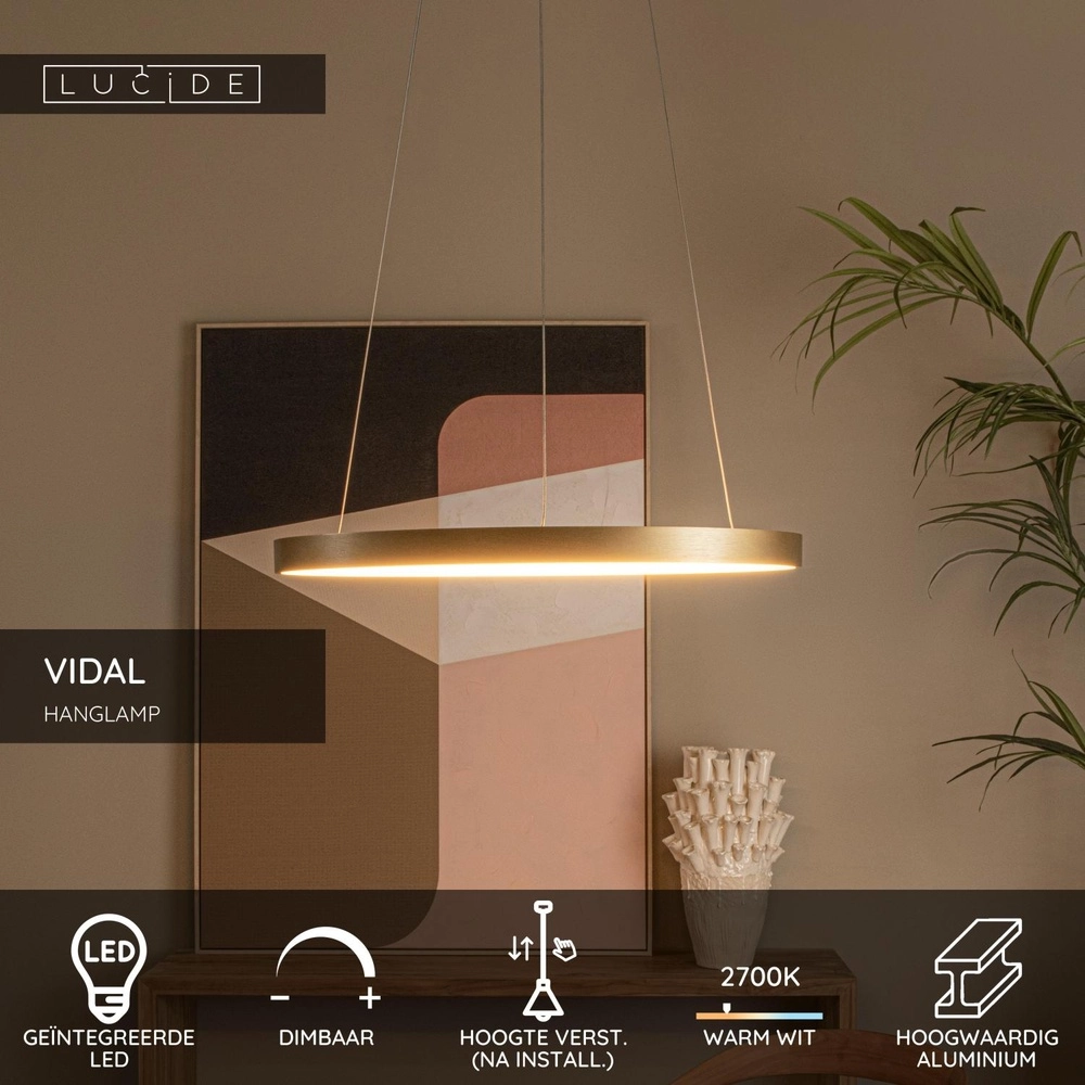 Pendellampe Vidal Ø 58 cm Gold Lucide 5411212460844