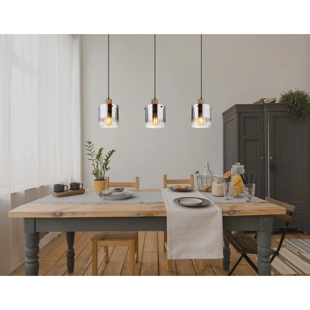 Pendellampe Underwood Holz 3-Licht Globo 9007371475049