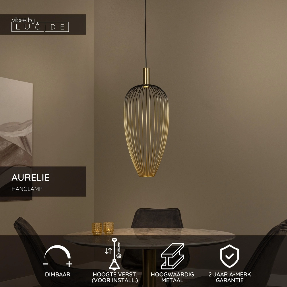 Drahtlampe Aurelie Ø 30cm Gold Lucide Vibes 5411212212283