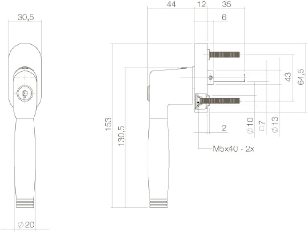 Klassischer Fenstergriff Ton 222 Abschließbar chrom Intersteel 8714186147979