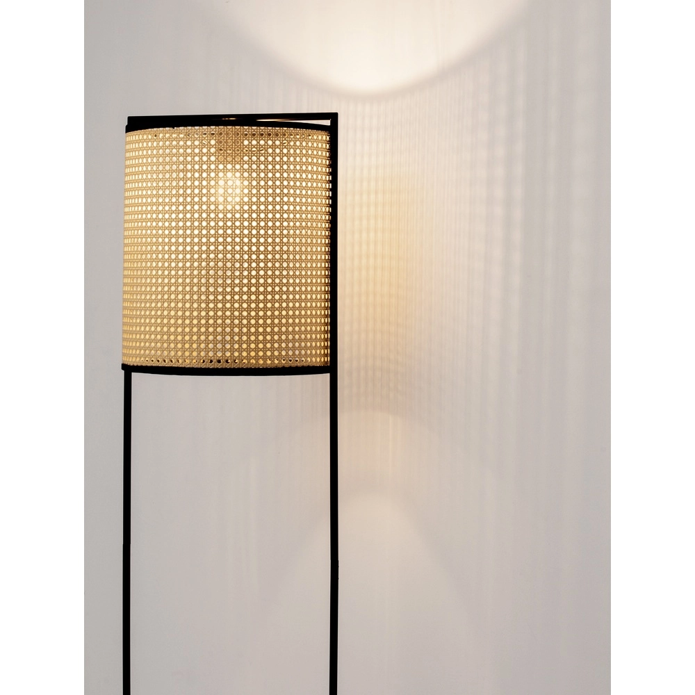 Stehlampe Erto Schwarz und Rattan Lyora 5212017455840