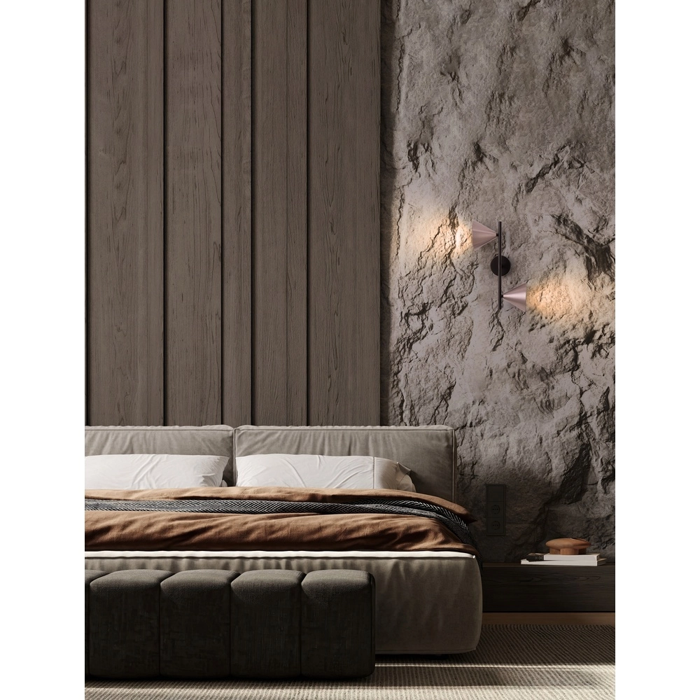 Wandleuchte Conico Doppelzimmer schwarz mit kaffeebraun Lyora 5212017475404
