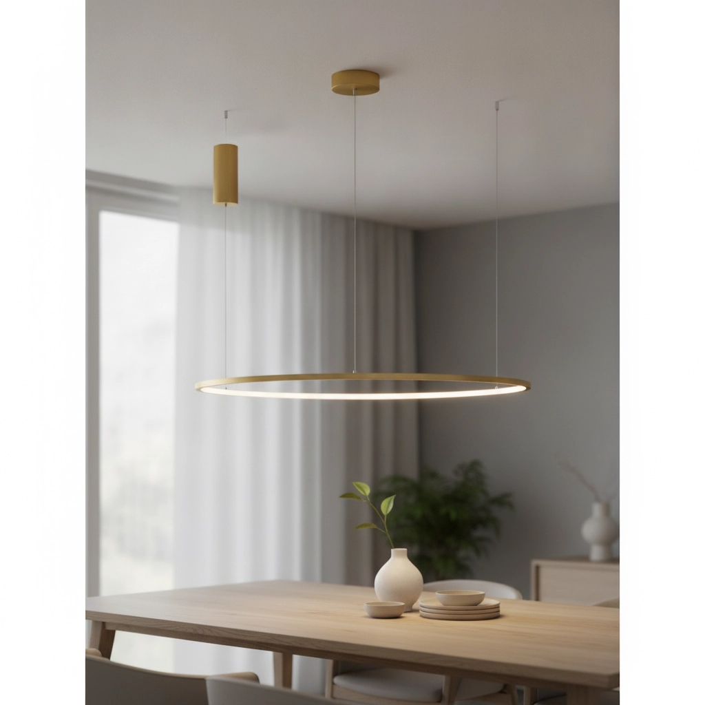 Runde Pendelleuchte Tarquin gold Ø 100cm