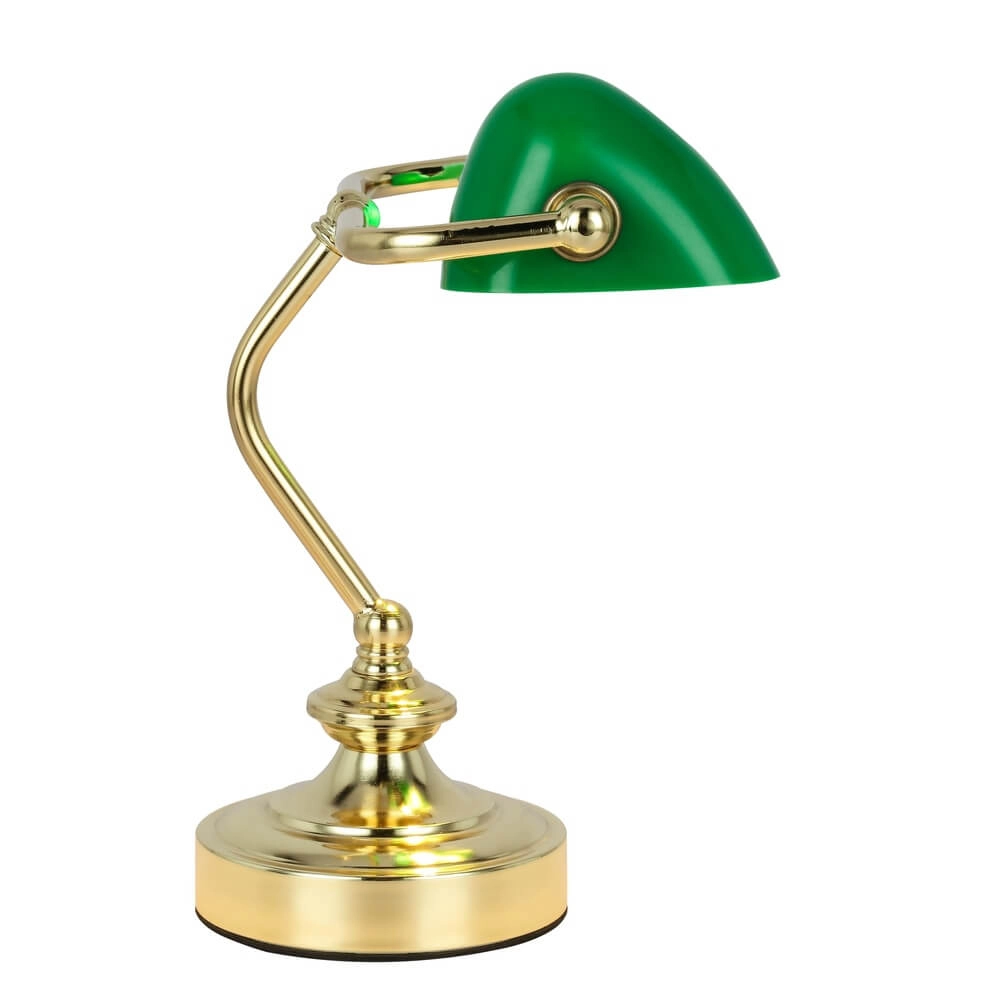 Klassische Schreibtischlampe Antique Gold mit grünem Glas Globo 9007371357451