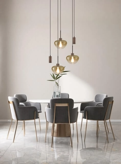 5-flammige Pendelleuchte Genua braun mit 2x Goldglas Ø 24cm und 2x Anhänger Masterlight 8718121357140