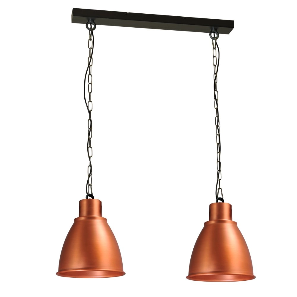 Esszimmerlampe Industria 2x27 rotes Kupfer mit Schwarz