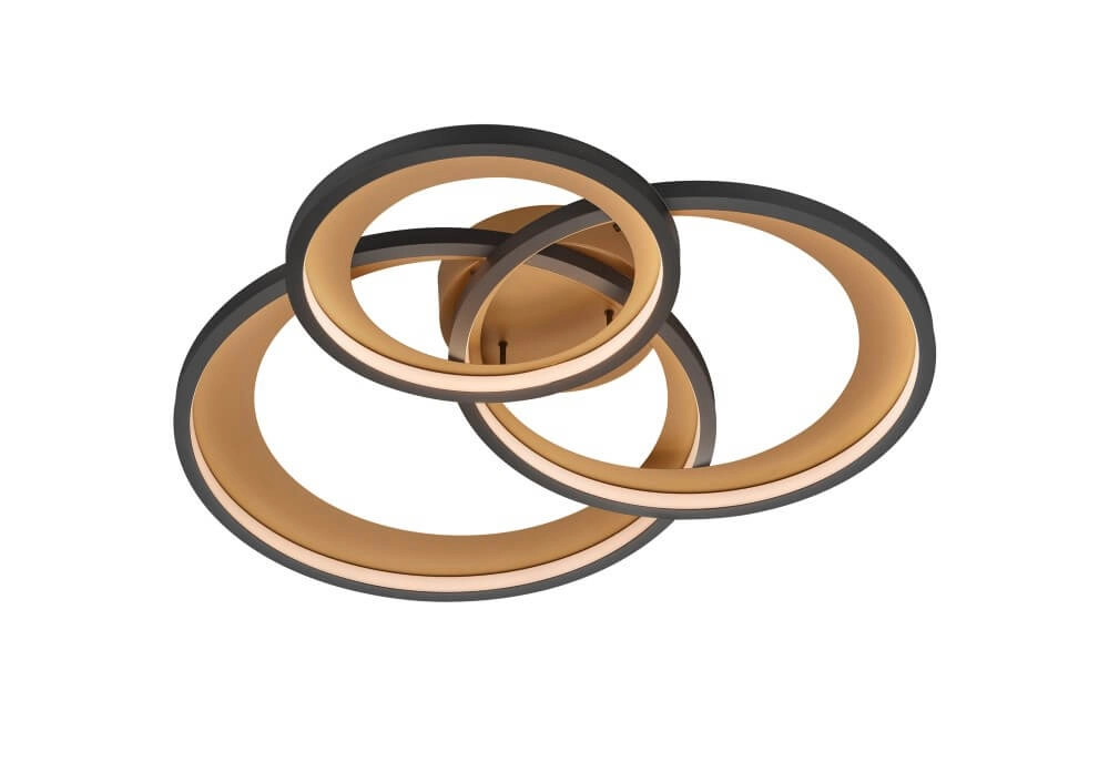 Deckenlampe Granada 3-Ring Gold mit Schwarz