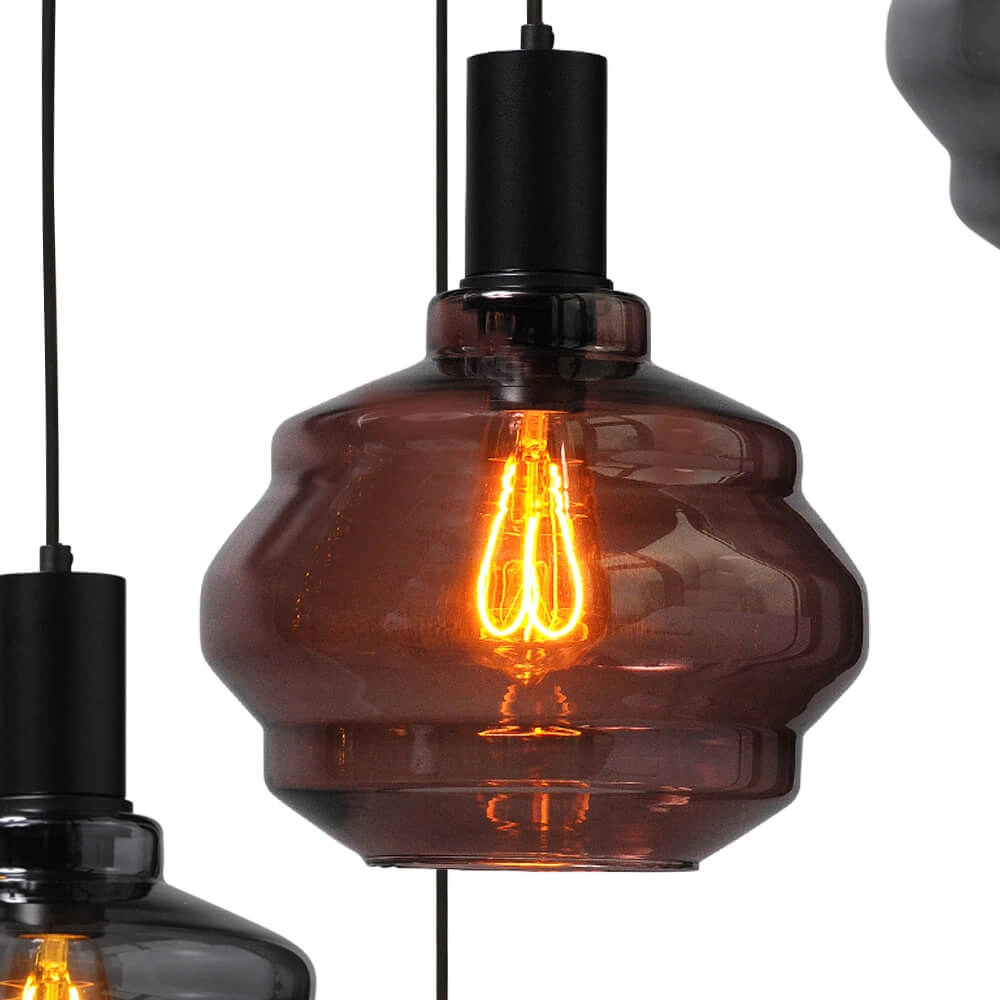 5-flammige Loft-Hängelampe - Schwarz - Porto mit Ballgläsern Masterlight 8718121271279