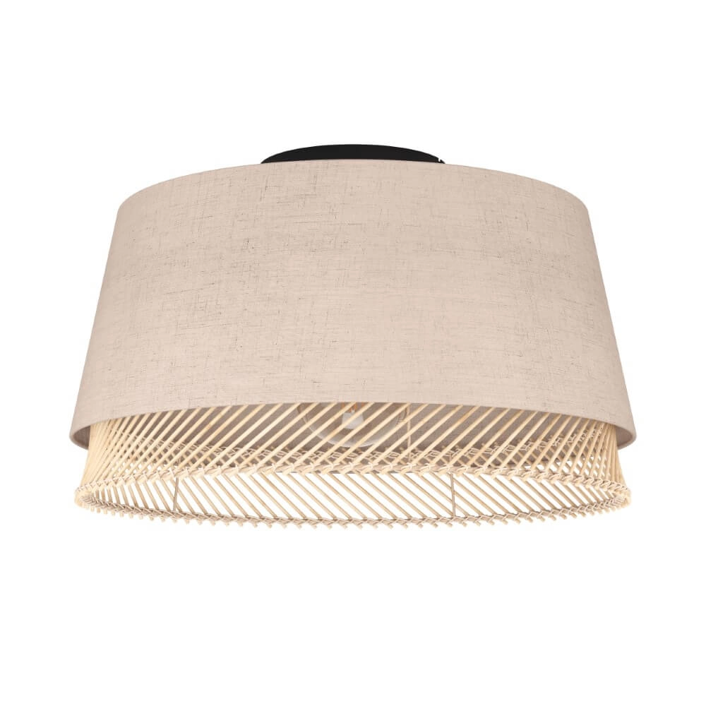 Deckenleuchte Tabley Ø 38cm - Leinen mit Rattan