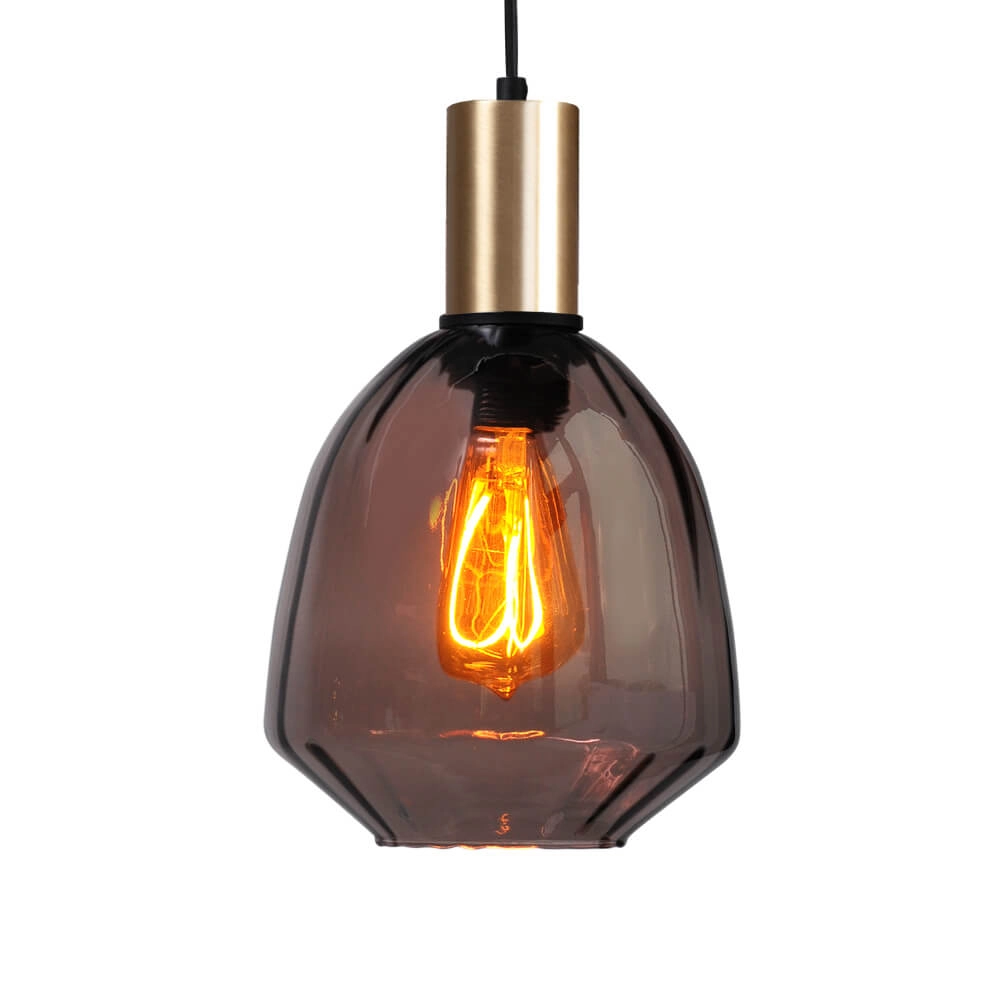 Hängelampe Gold Porto mit Nicolette-Rotglas - Ø 20cm