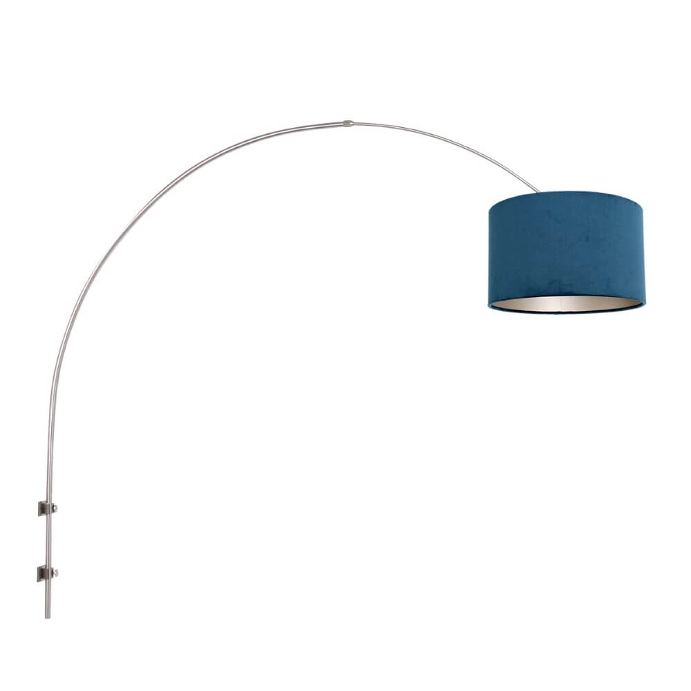 Wandbogenlampe Sparkled Edelstahl mit Blau