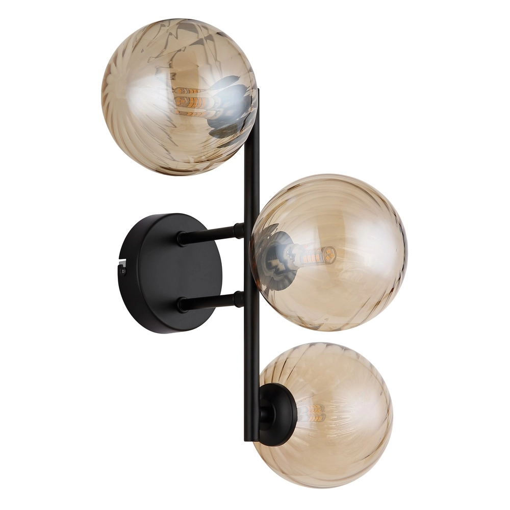 Schwarze Wandlampe Conor mit Bernsteinglas Globo 9007371515189