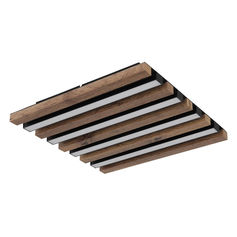 Deckenlampe Hayden schwarz mit Holz Quadrat 30cm Globo 9007371507641