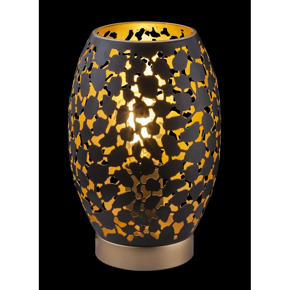 Tischlampe Narri Schwarz mit Gold – grobe Löcher Globo 9007371378555