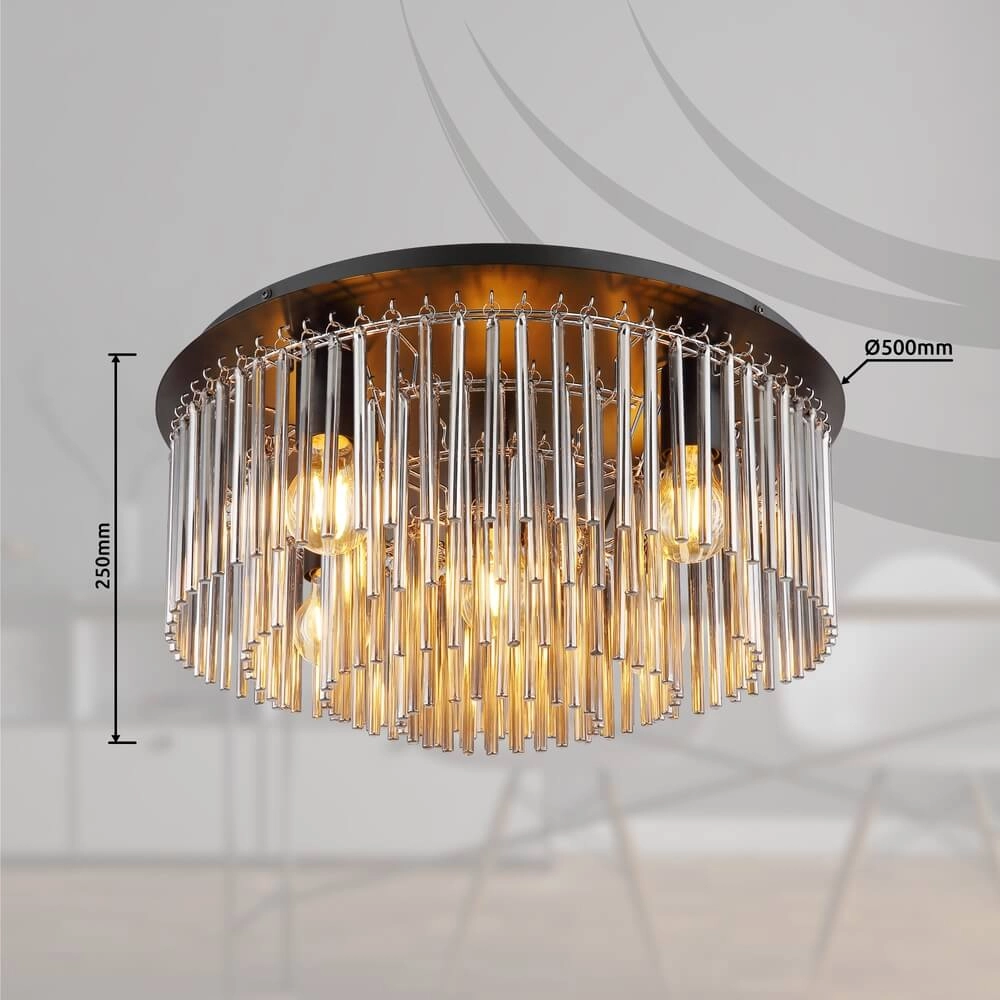 Schwarze Deckenleuchte Gorley mit Glas Ø 50cm Globo 9007371455133
