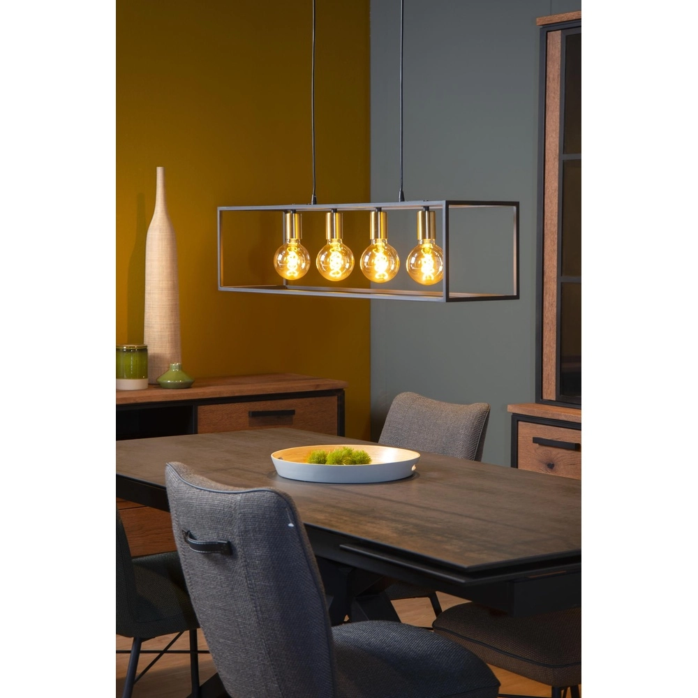 Pendellampe Ruben 4-Licht Schwarz Lucide 5411212000163