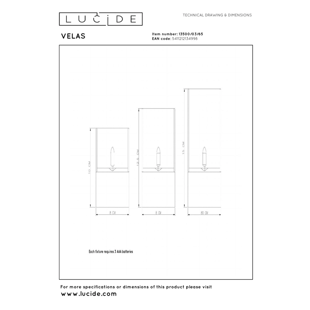 Kerzenlichter Velas Menge von 3 Lucide 5411212134998