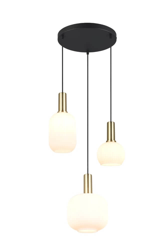 Hängelampe für das Esszimmer Diva 3-flammig – weißes Glas Trio 4017807614503