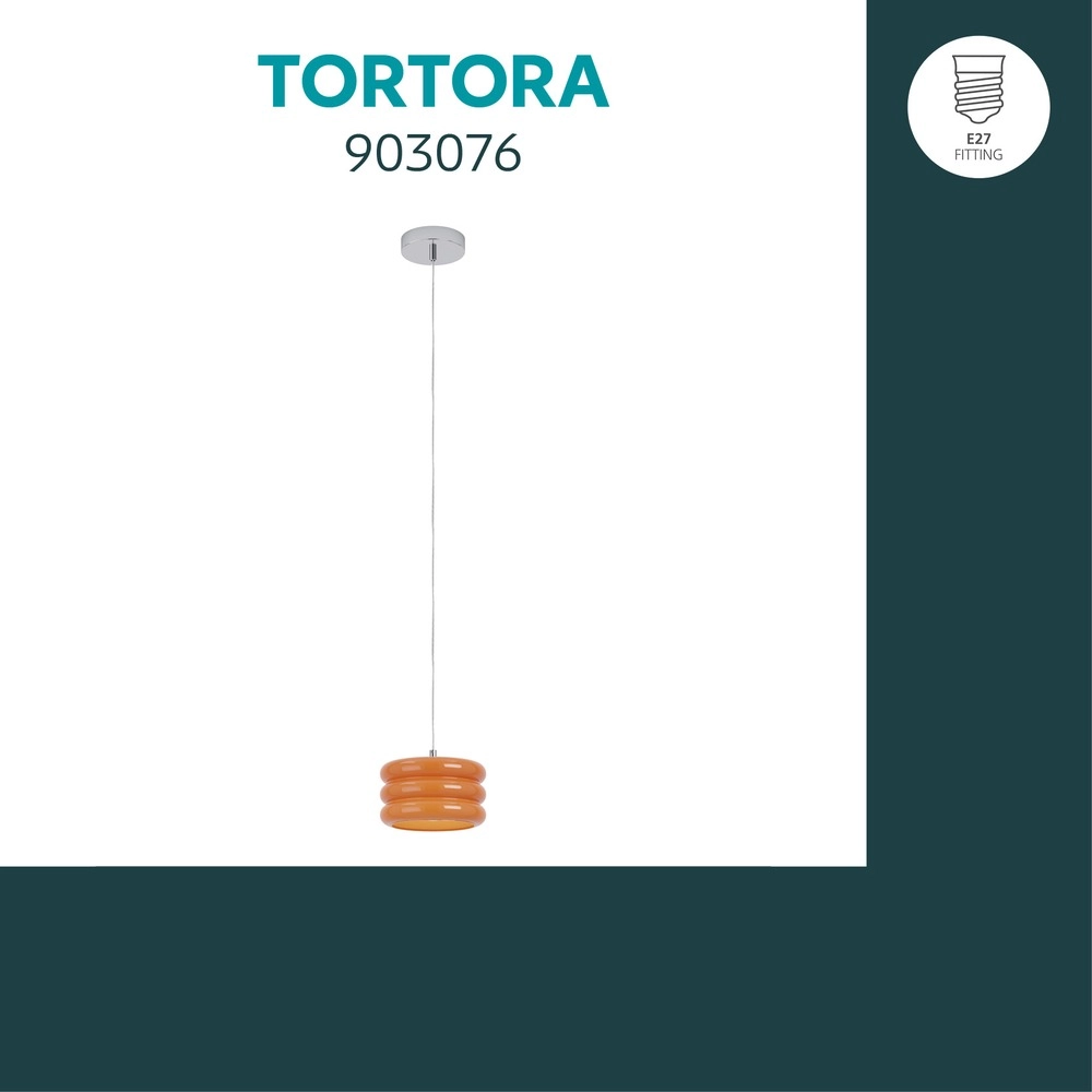 Design-Pendellampe Tortora Chrom mit oranger Ø 20 cm
