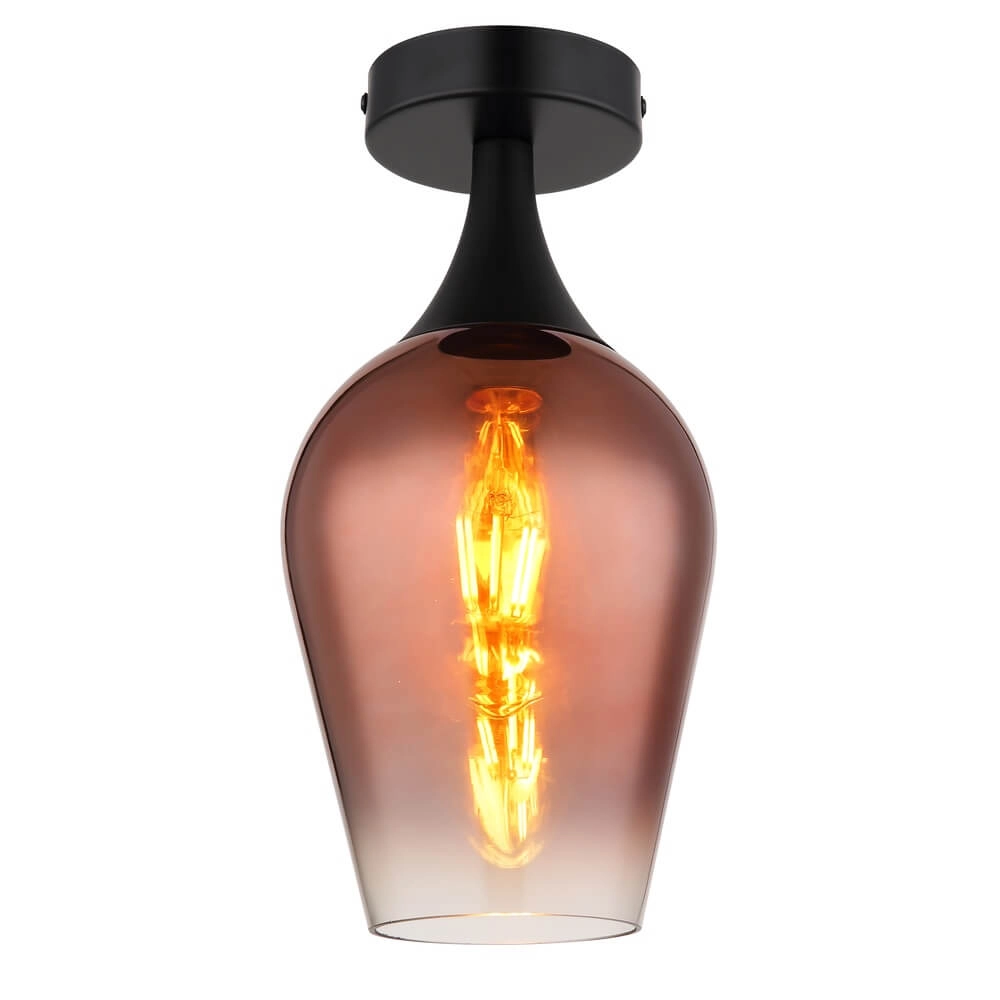 Deckenlampe Lavus rotes Glas Ø 15cm