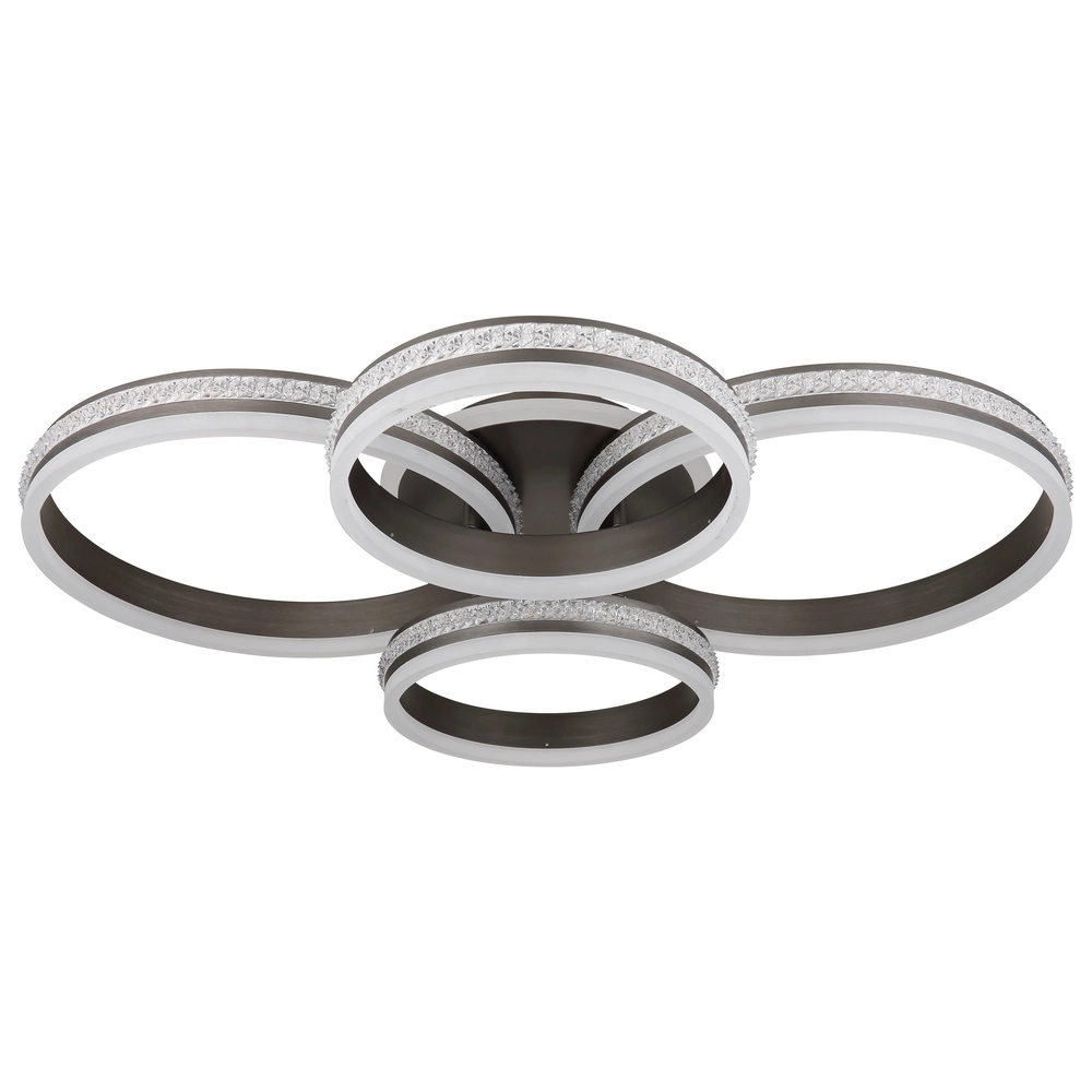 Design-Deckenlampe Grouni 4 Ringe mit Titan gebürstet Globo 9007371446001