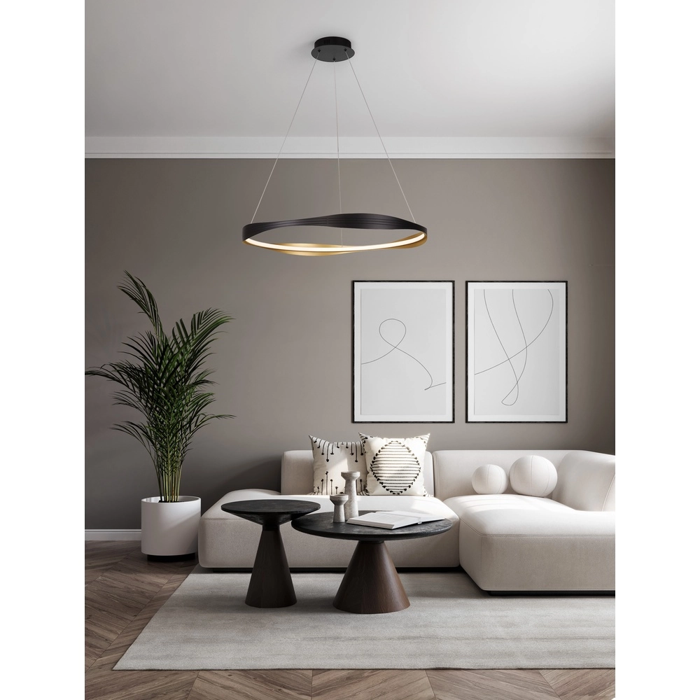 Design-Pendelleuchte Dobi Ø 80cm schwarz mit gold Lyora 5212017450043