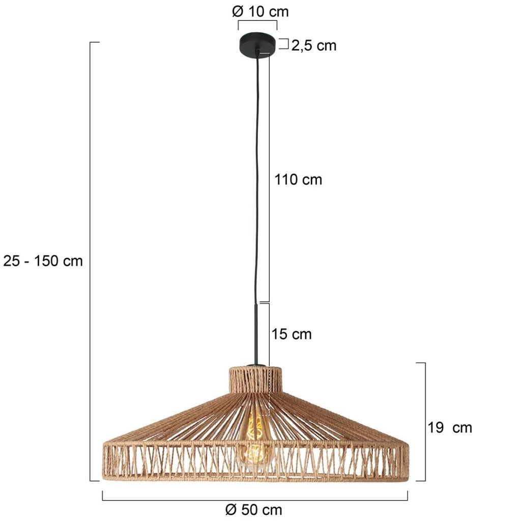Pendellampe Ropex mit Rattan-Schattierung Ø50 cm Steinhauer 8712746182767