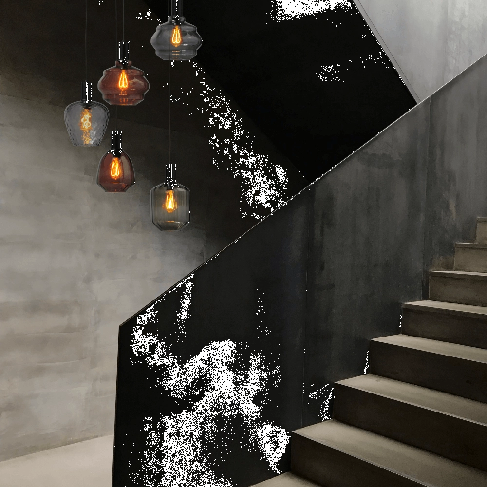 5-flammige Loft-Hängelampe - Schwarz - Porto mit verschiedenen Gläsern Masterlight 8718121271248