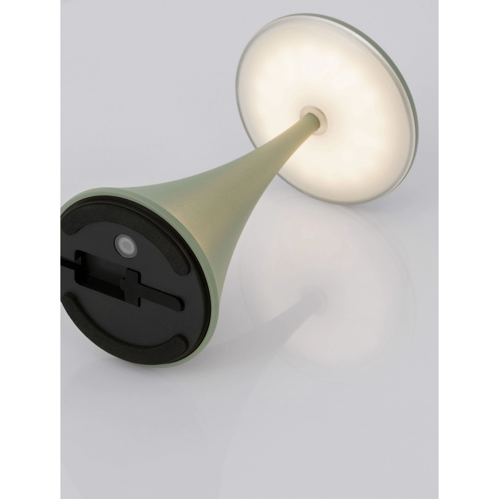 Tischlampe Elbo olivgrün mit USB Lyora 5212017476951