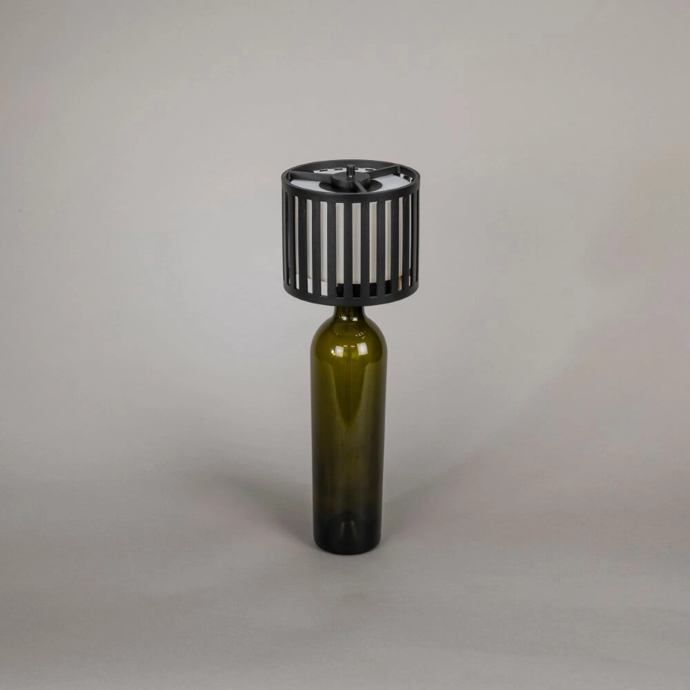 Einzigartige Tischlampe Bottle schwarz wiederaufladbar KonstSmide 7318308377520