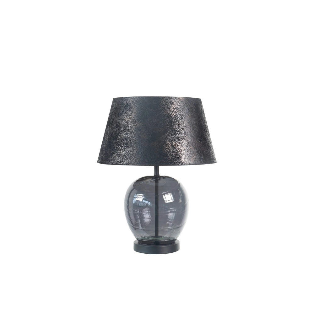 Tischlampe Apple schwarz mit Rauchglas Ø 38cm