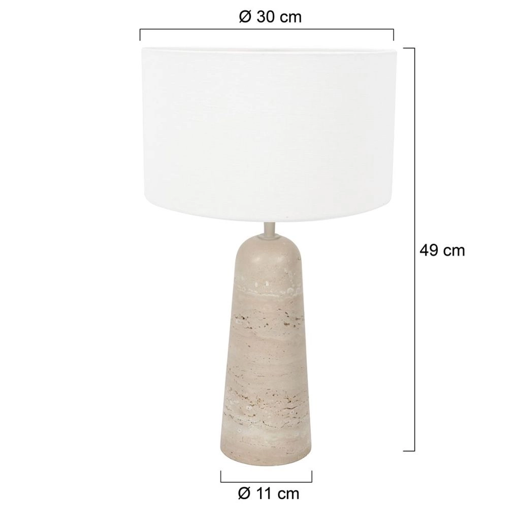 Steintischlampe Travino mit weißem Farbton Ø30 cm Steinhauer 8712746183474