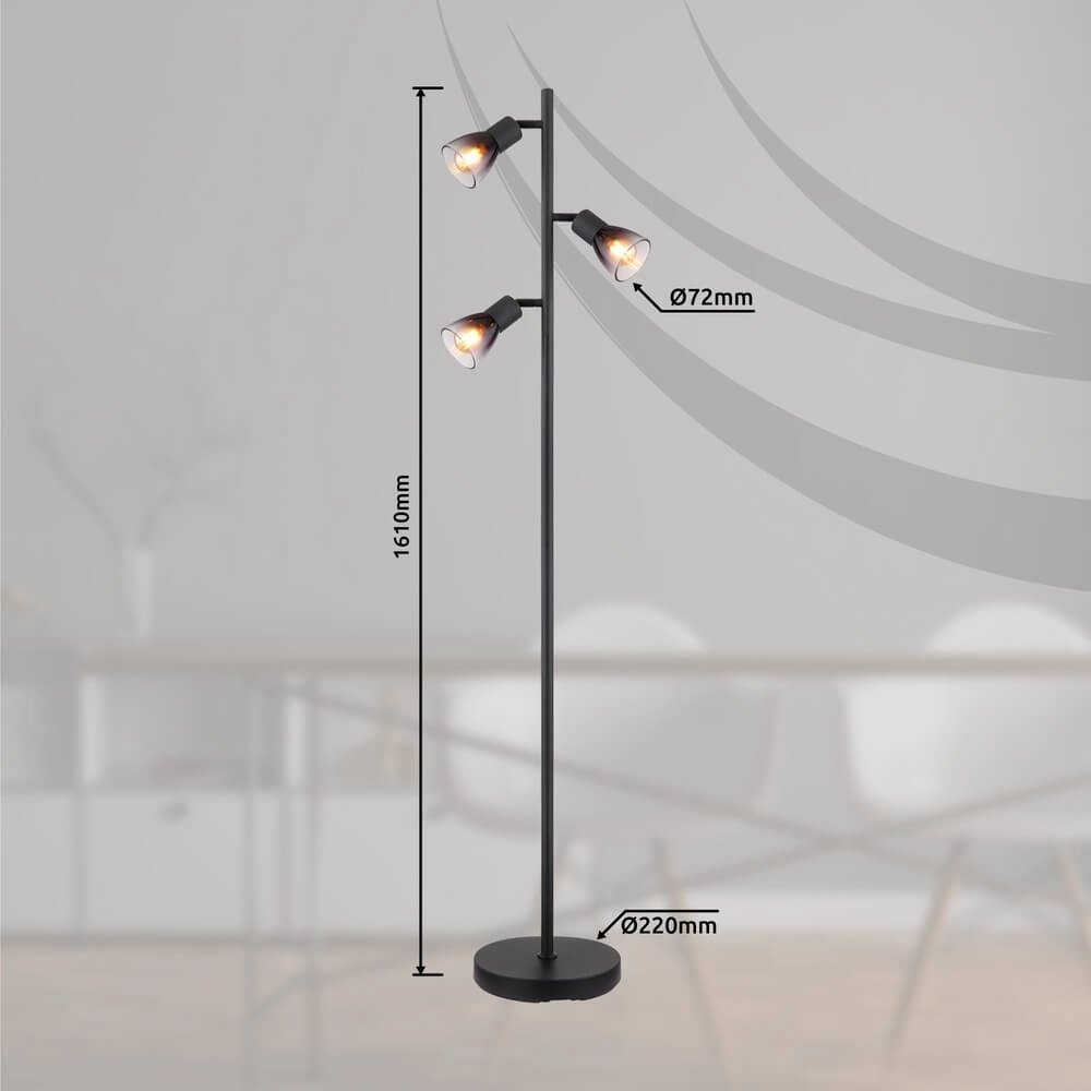 Schwarze Stehleuchte Satella 3-flammig Globo 9007371455935