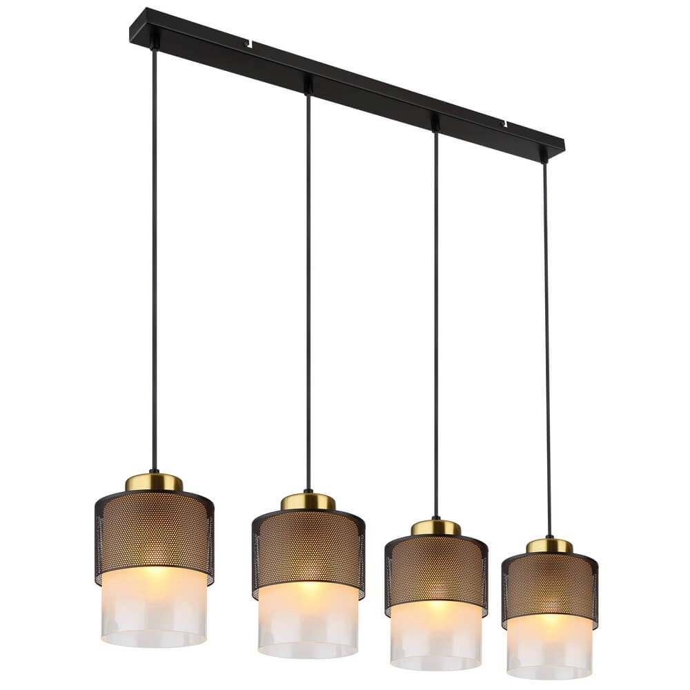 Pendelleuchte Olga 4-flammig schwarz mit Mesh Globo 9007371455485