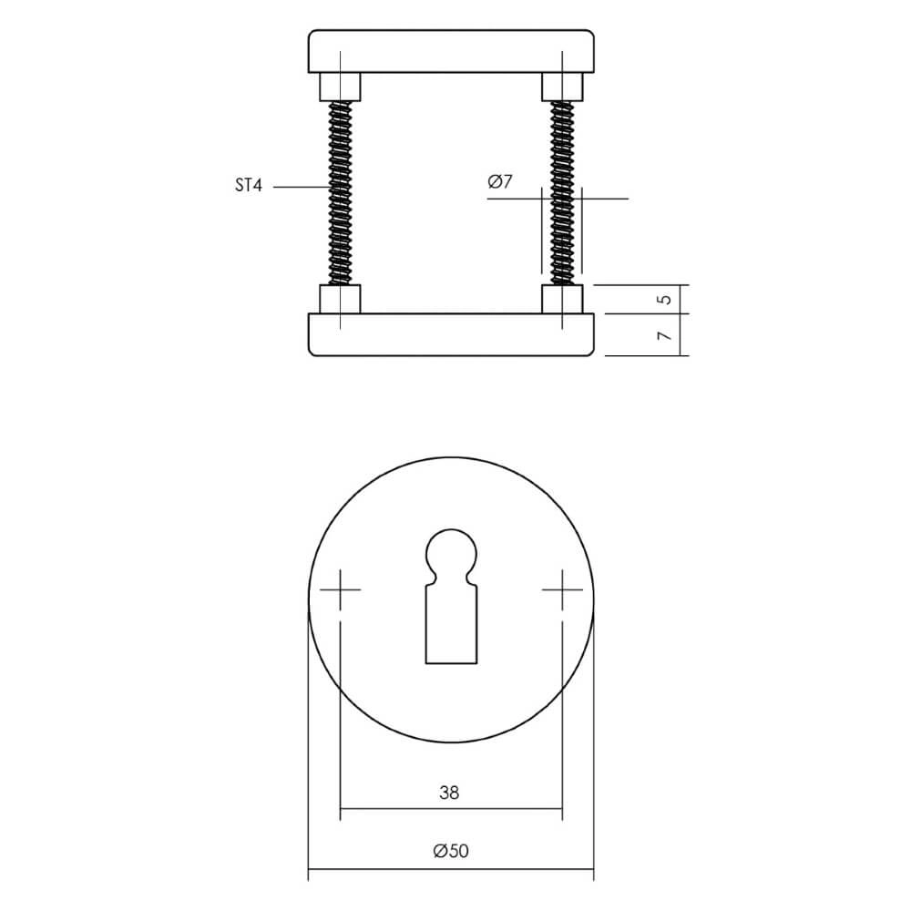 Set mit 2 Schlüsselrosetten Tira rundes Aluminium Intersteel 8714186648353