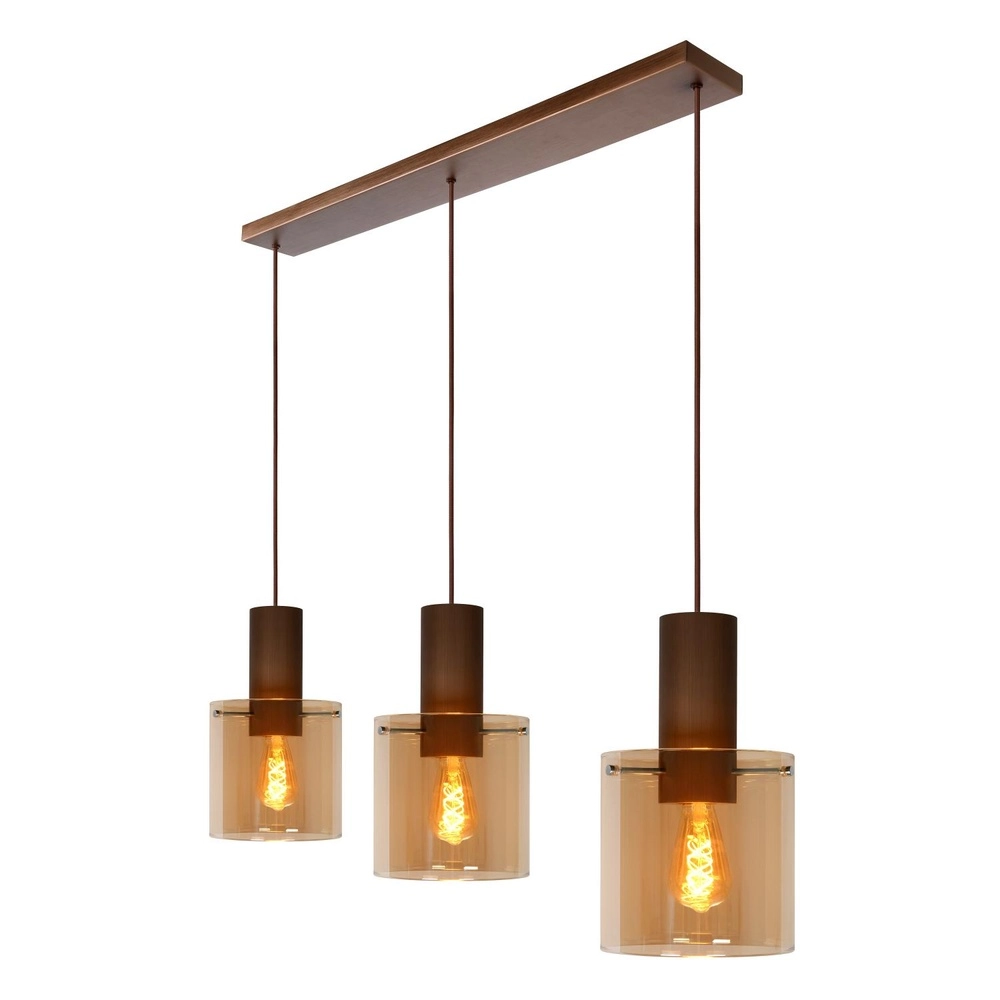 Pendellampe Toledo 3-Licht Bernsteinglas Lucide 5411212740854
