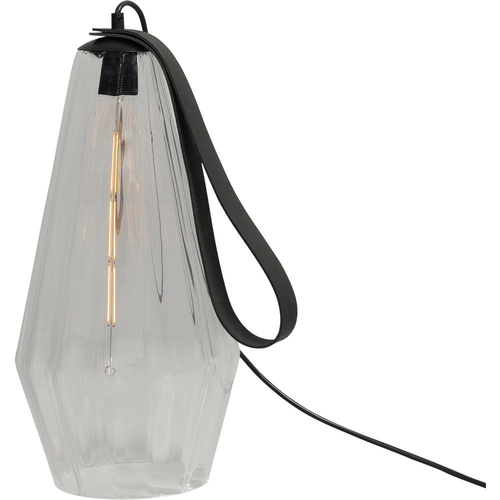 Tischlampe schwarz Diamond 40cm mit Klarglas
