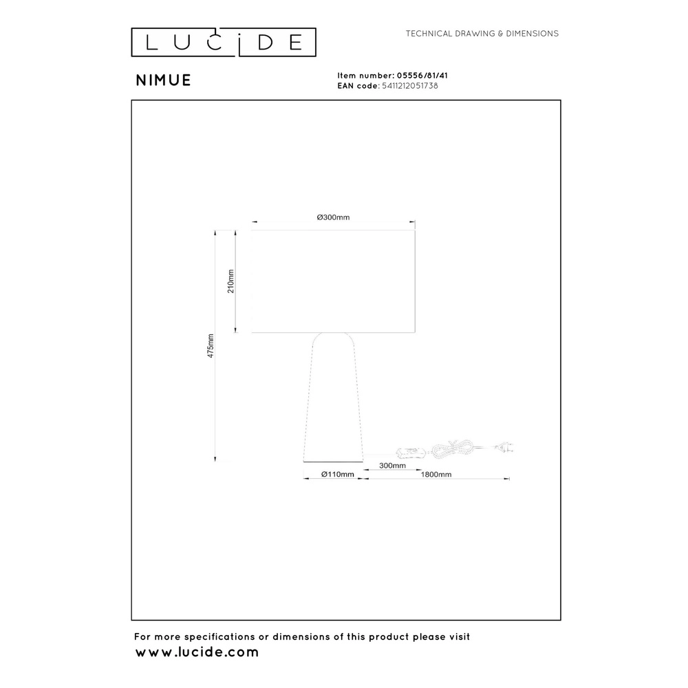 Tischlampe Nimue Ø 30 cm taupe Lucide 5411212051738