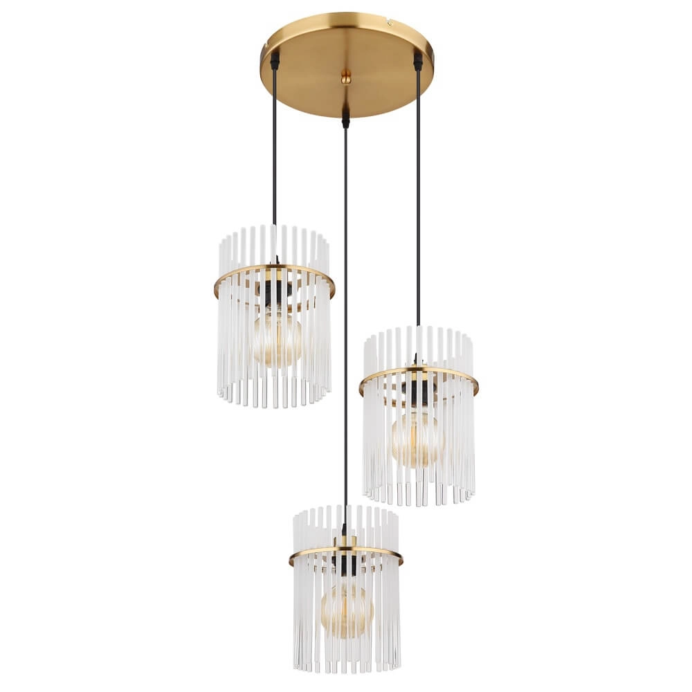 Goldene Pendelleuchte Gorley rund mit Glas 3-flammig Globo 9007371446803