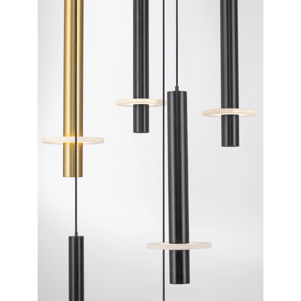 Design-Pendellampe Noemi schwarz mit weiß und gold Ø 72 cm Lyora 5212063503335