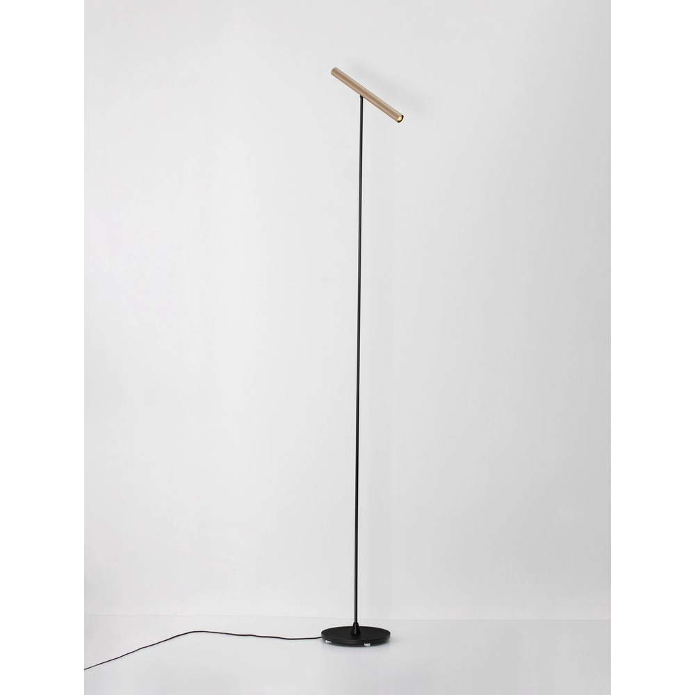 Design-Stehleuchte Prato Schwarz mit Mokkabraun