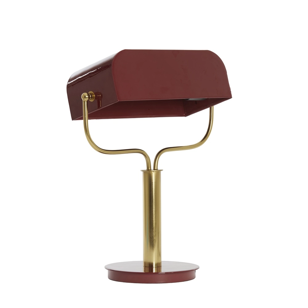 Bankerlampe Ayer Bordeaux mit Gold