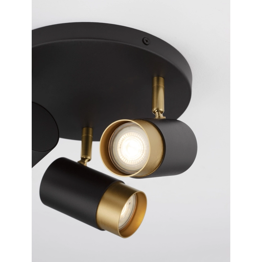 Deckenstrahler Pogno 3-flammig schwarz mit gold rund Lyora 5212017430878