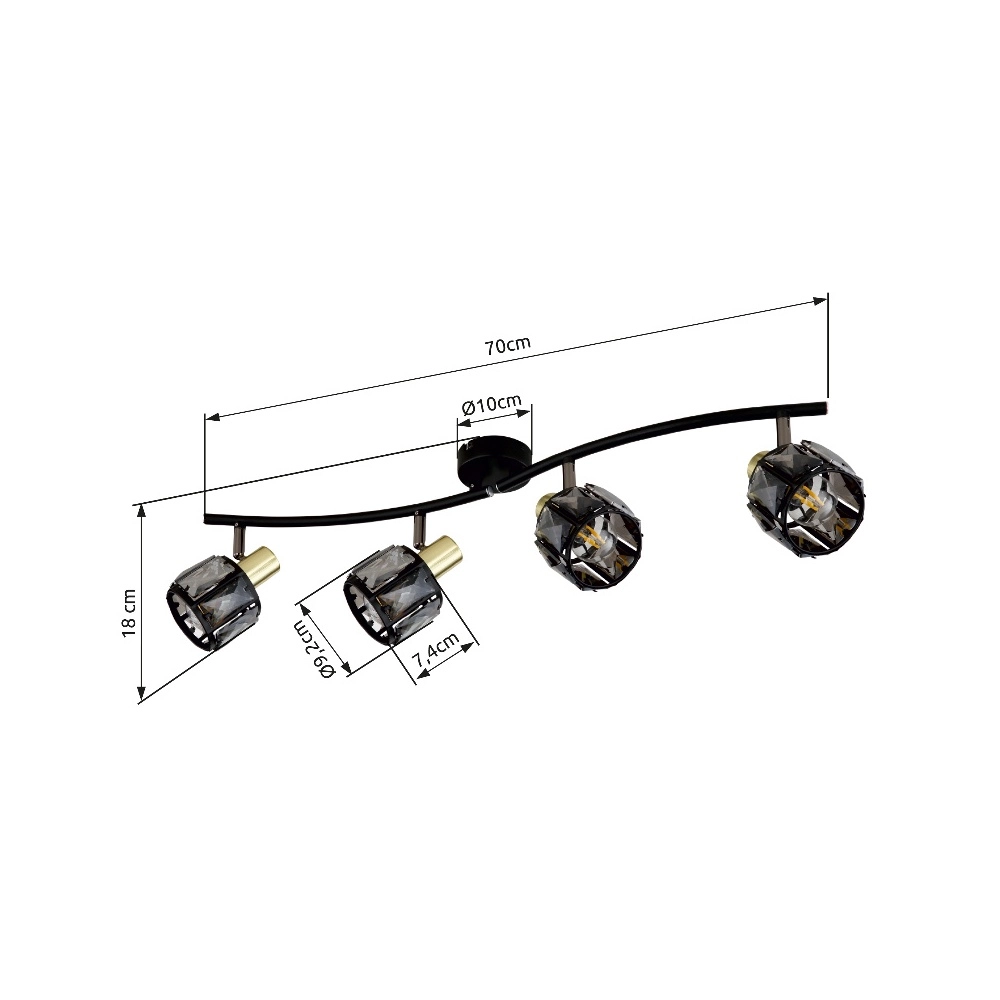 4-Licht Deckenlampe Indiana Schwarz Globo 9007371443055