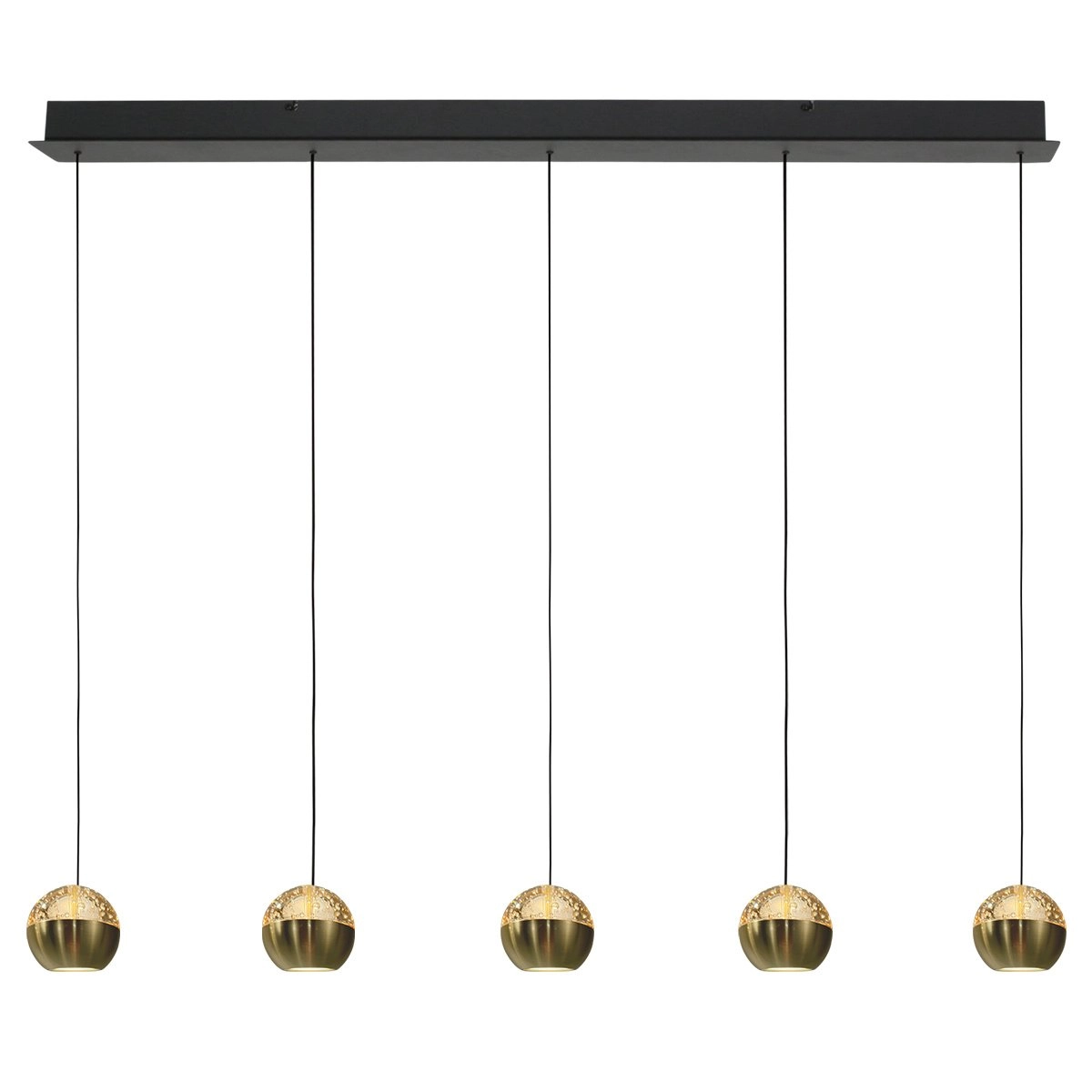 5-Licht Esstisch-Pendellampe Belluno LED – Messinggold mit Glas Steinhauer 8712746183894