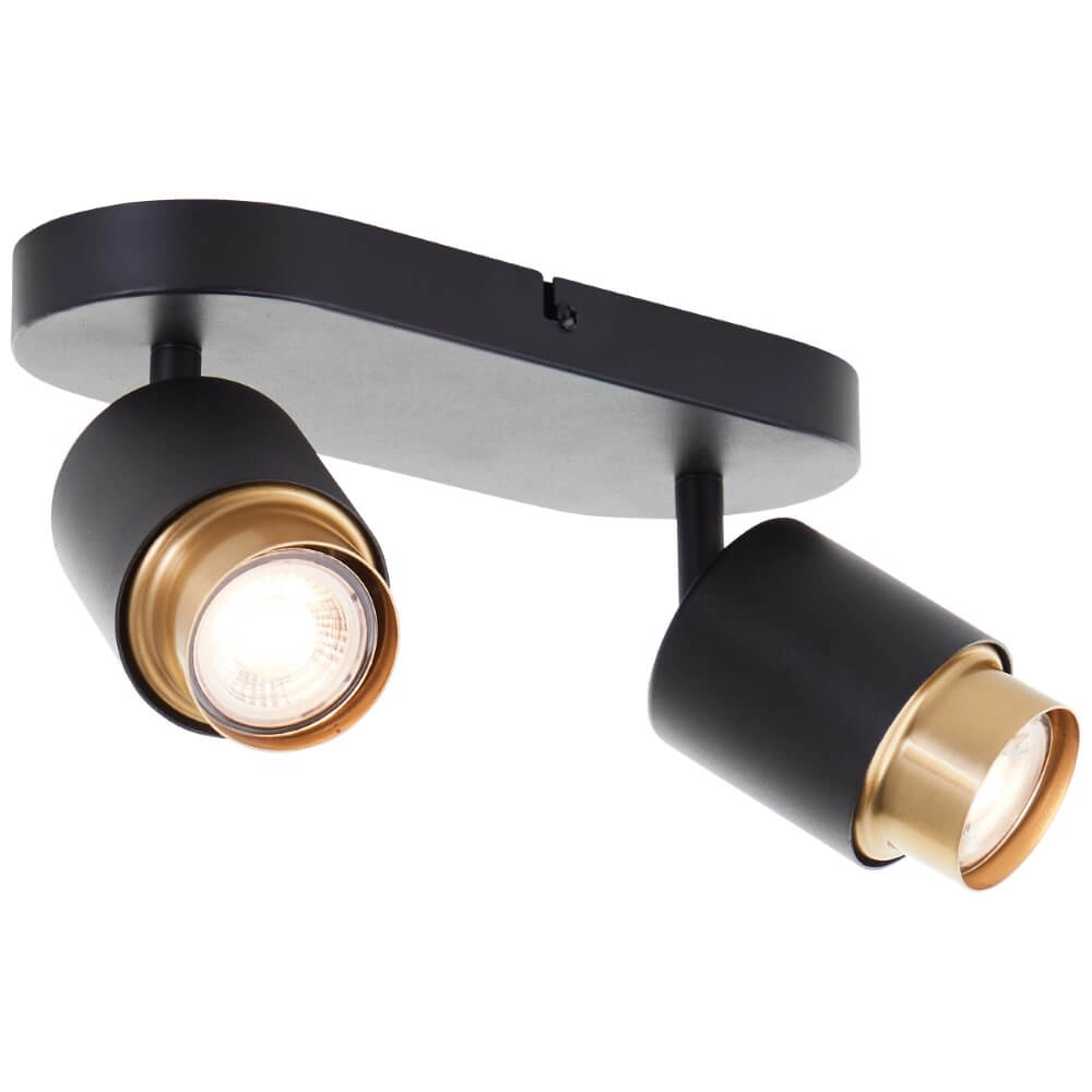 2-flammiger Aufbaustrahler Covelo schwarz mit gold Brilliant 4004353441356