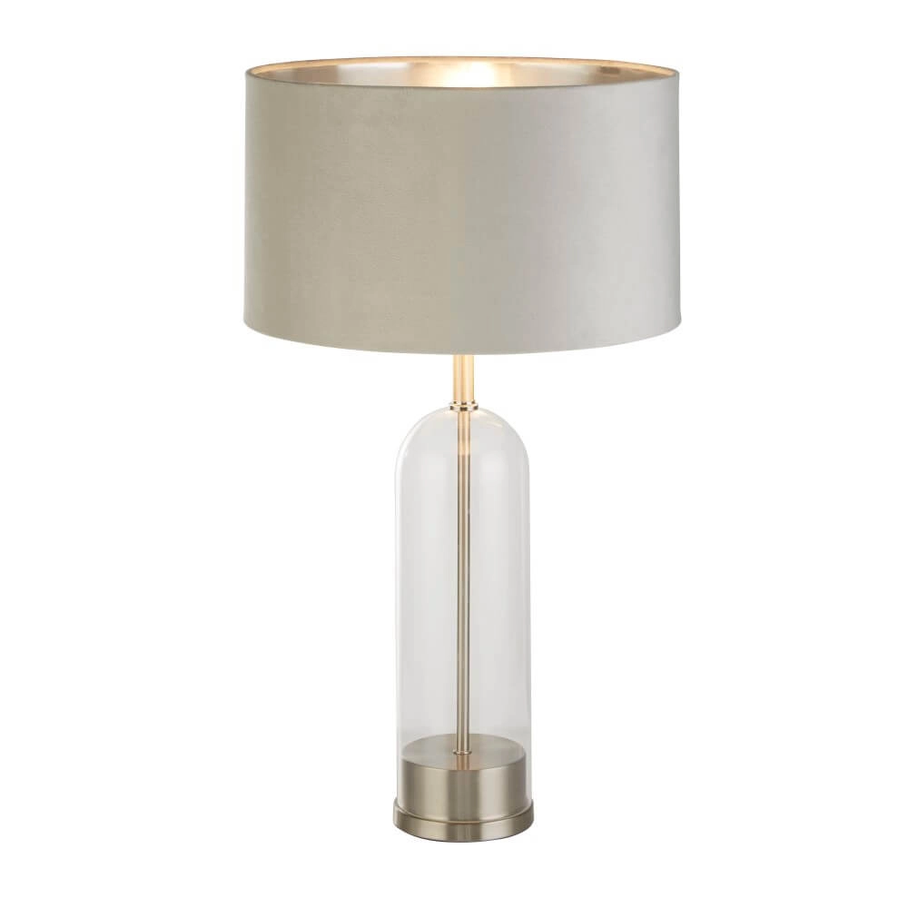 Tischlampe Oxford mit grauer Kapuze Searchlight 5053423256894