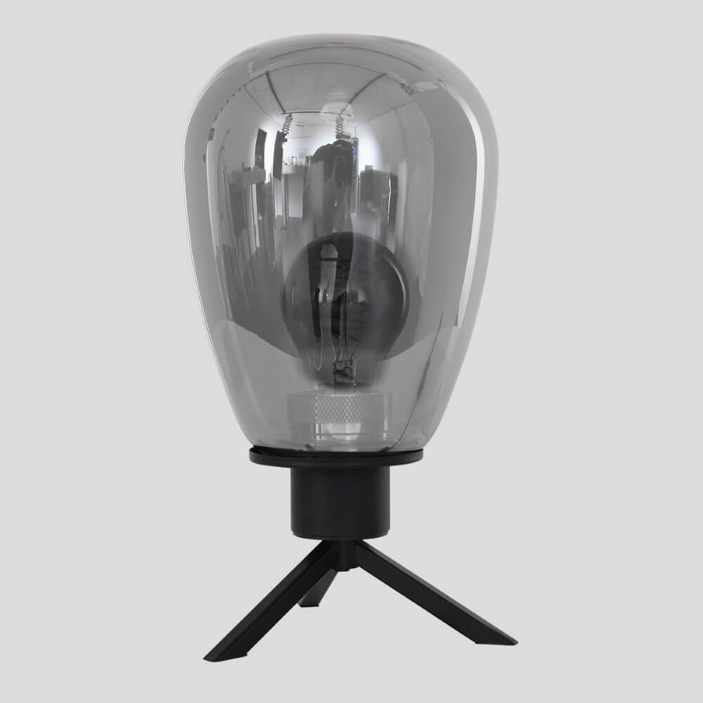 Glastischlampe Reflexion 15 cm schwarz mit Rauchglas Steinhauer 8712746132618